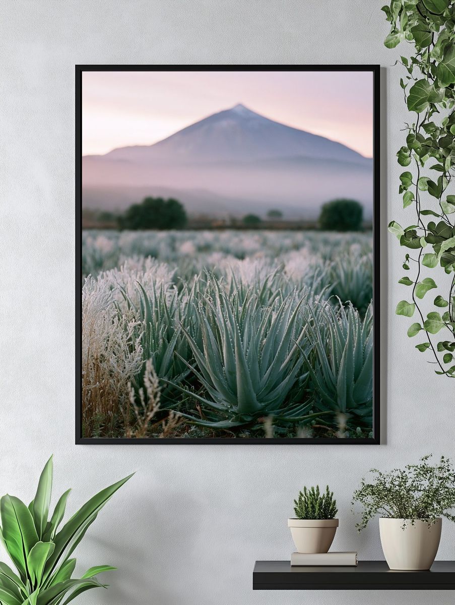 Misty Mountain Agave Landscape Poster. — room view 4