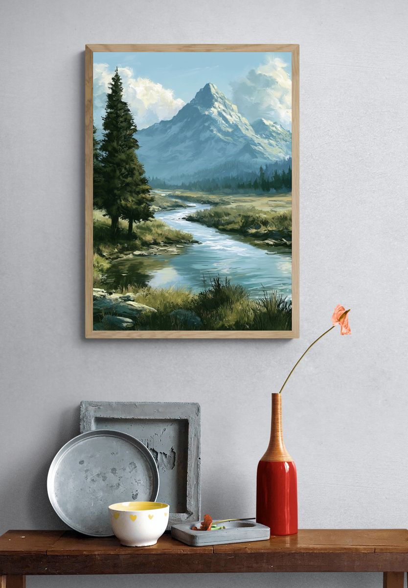 Tropical Mountain Coast Poster. — room view 3