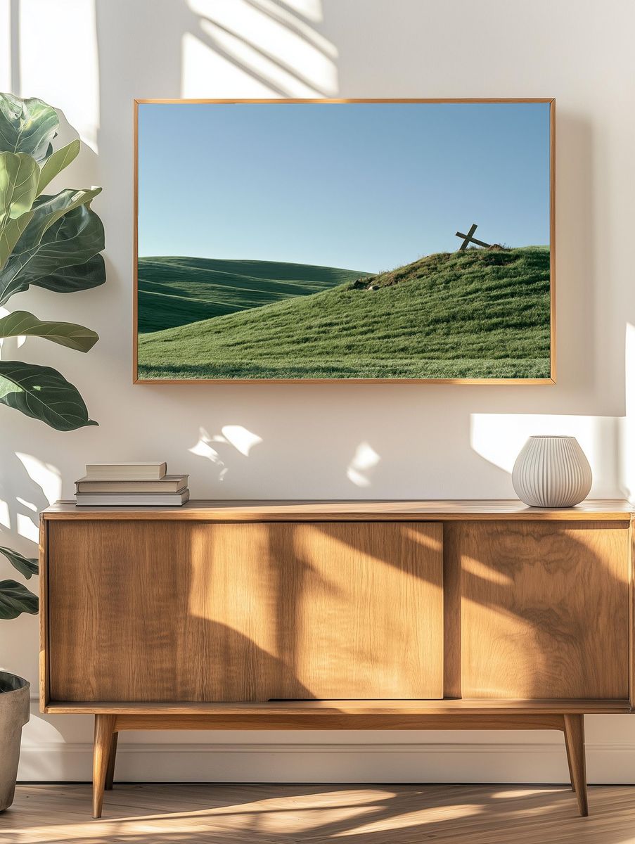 Green Hills Cross Landscape Poster. — room view 3