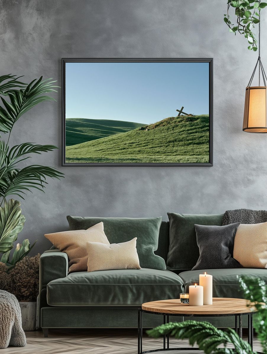 Green Hills Cross Landscape Poster. — room view 4