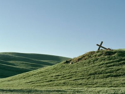 Green Hills Cross Landscape Poster.