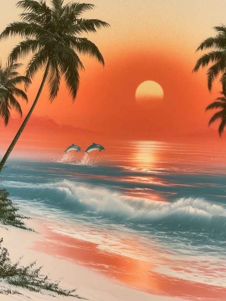 Tropical Sunset Beach Poster. poster detail