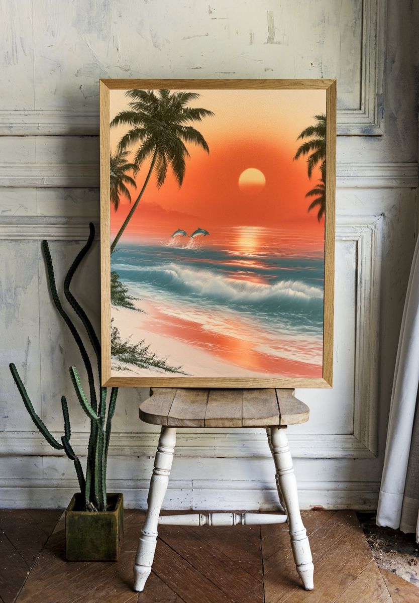 Tropical Sunset Beach Poster. room preview