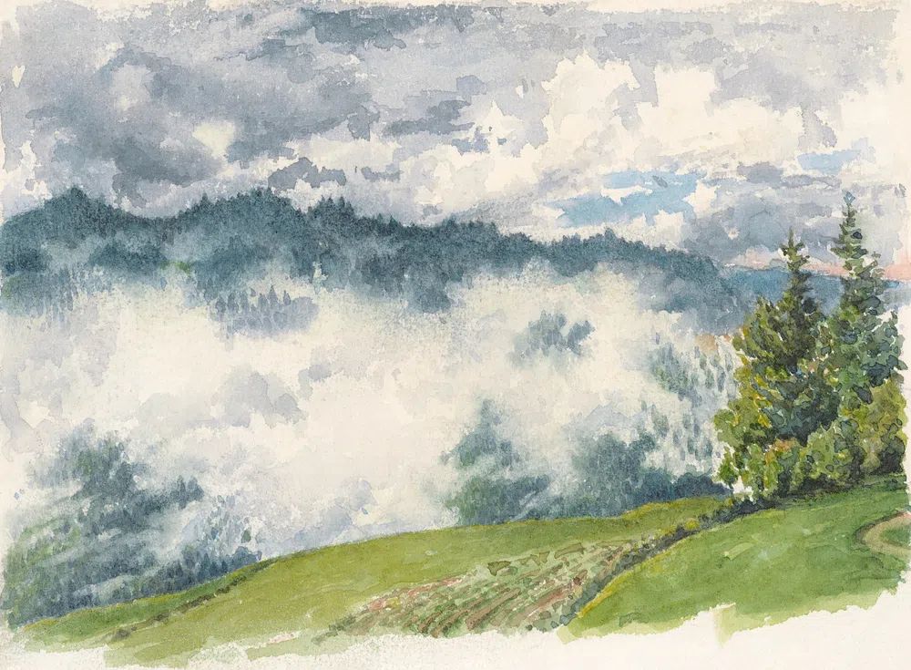 Mountain landscape mist Friedrich von. poster detail