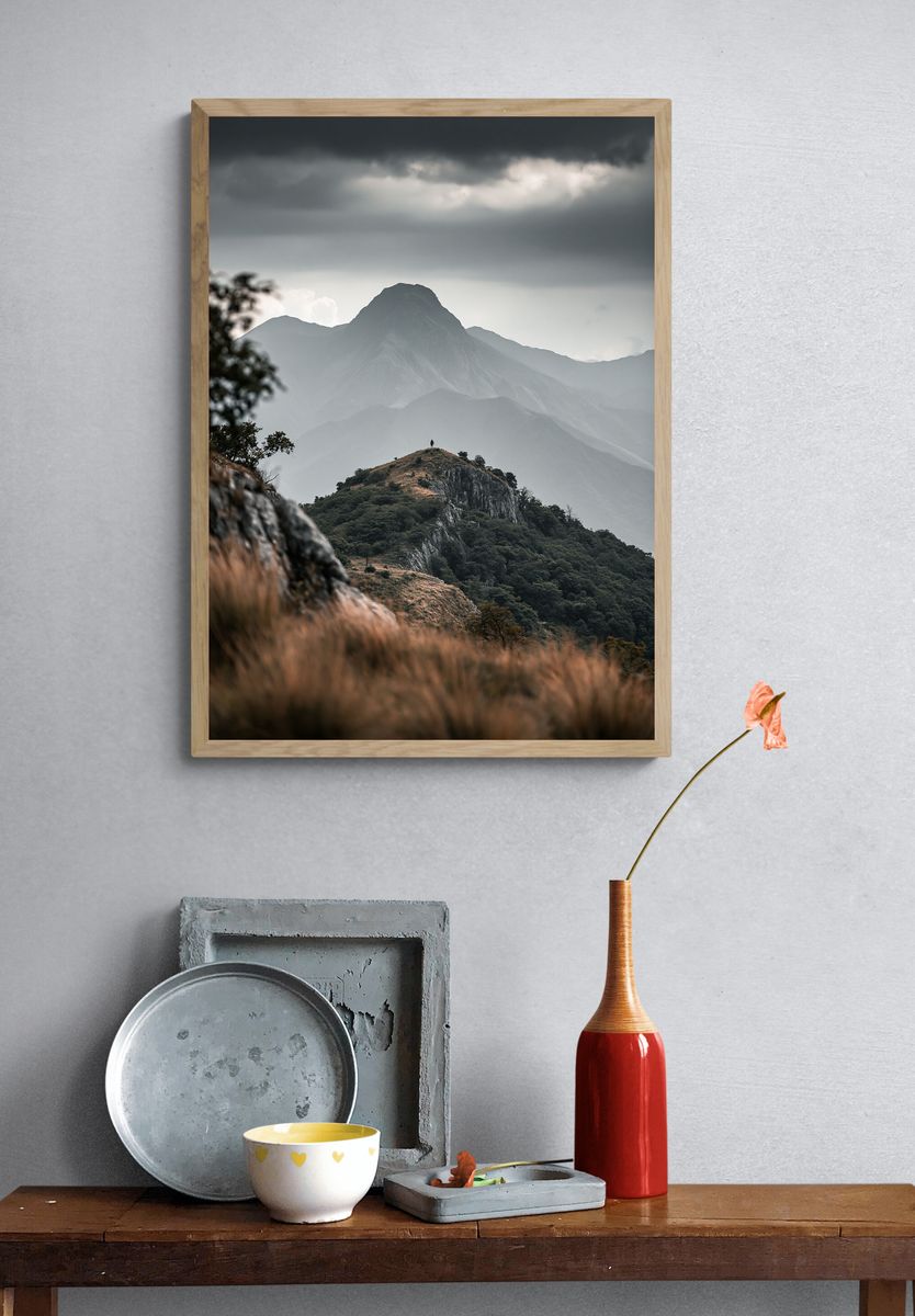 Misty Mountain Peak Photography Poster. — room view 3