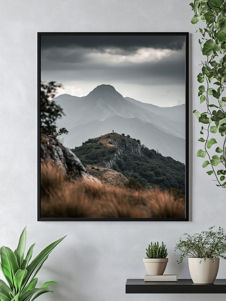 Misty Mountain Peak Photography Poster. — room view 4