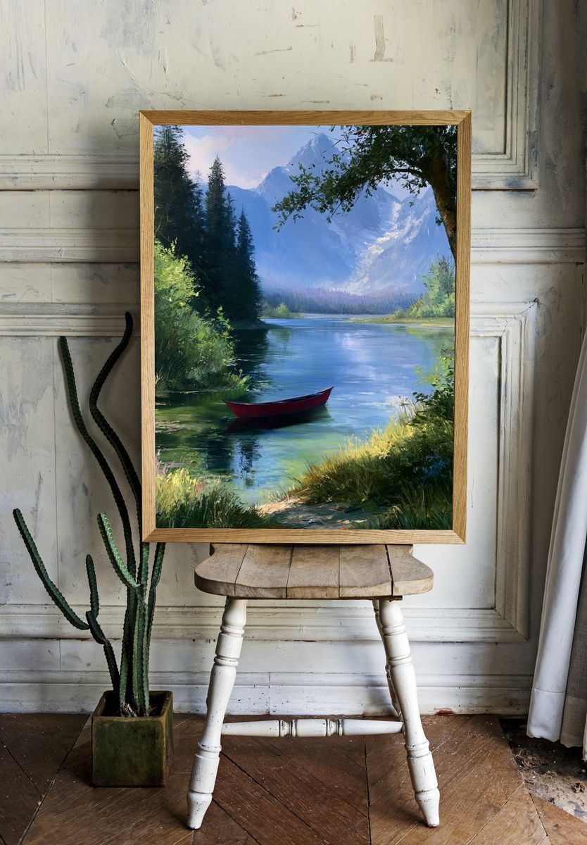Mountain Lake Landscape Poster. — room view 1