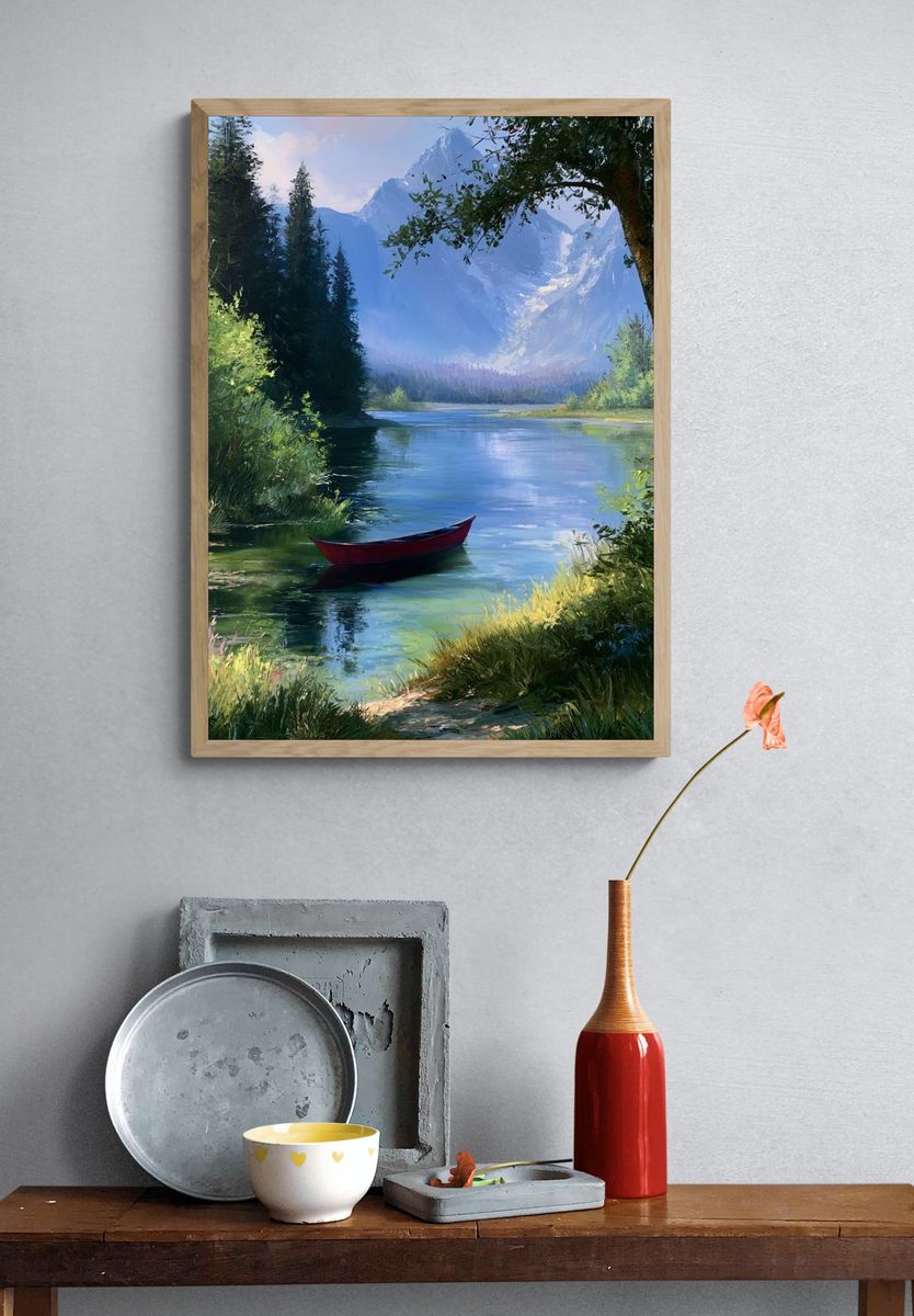 Mountain Lake Landscape Poster. — room view 3