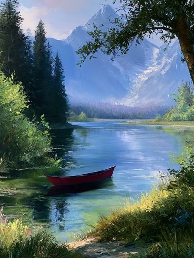 Mountain Lake Landscape Poster.