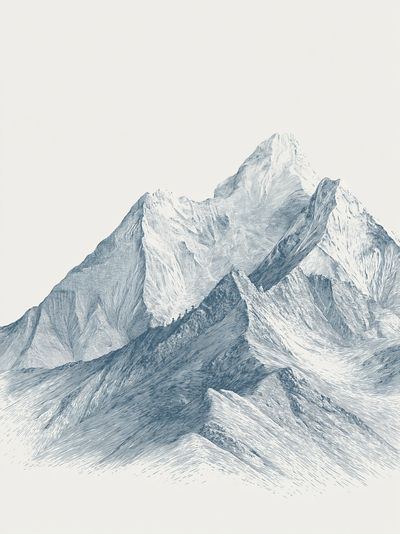 Snowy Mountain Range Illustration Poster.
