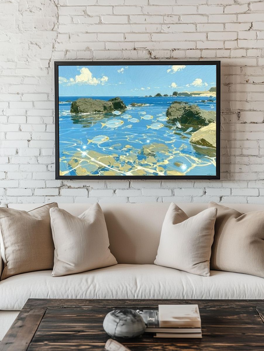 Coastal Fish in Blue Water Poster. — room view 1