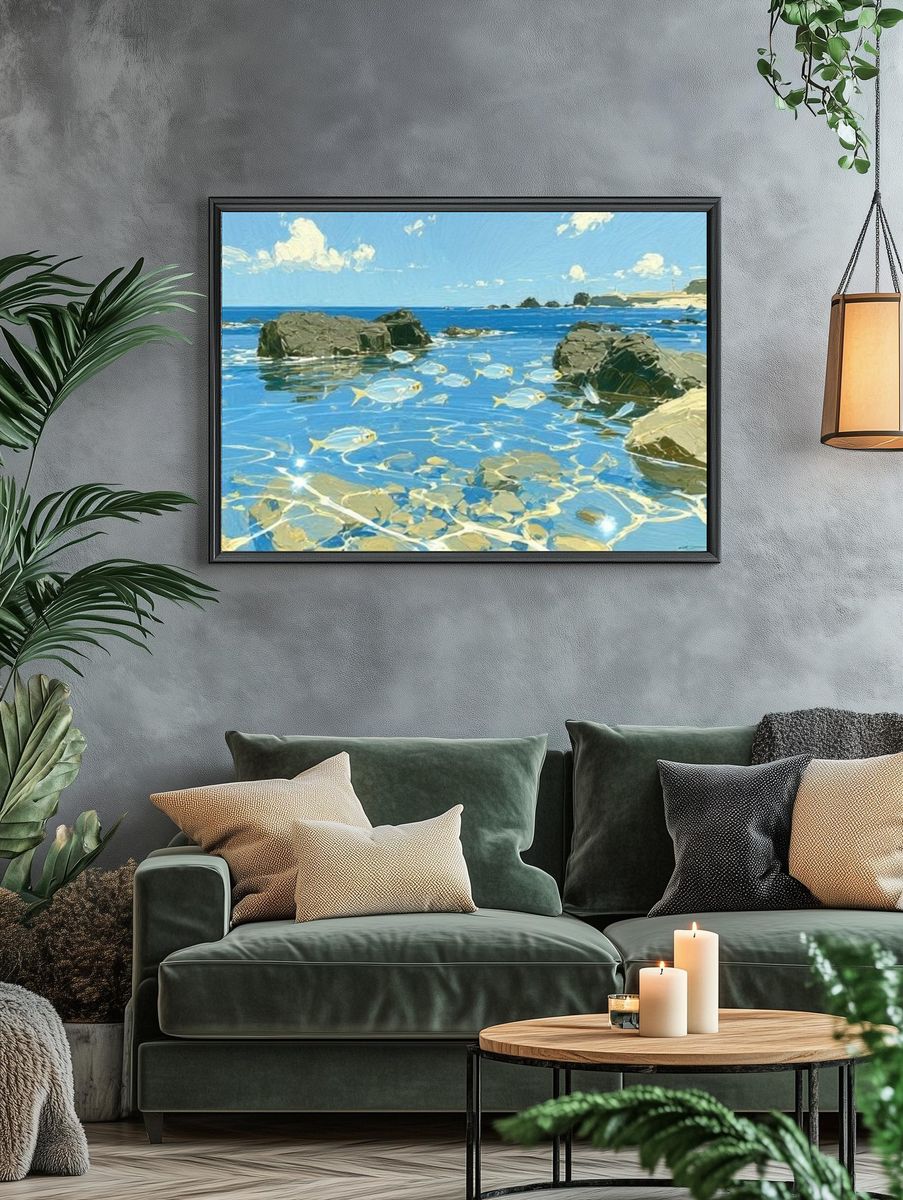 Coastal Fish in Blue Water Poster. — room view 4