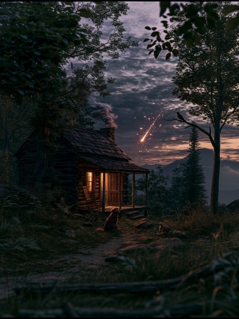 Meteor Cabin Forest Print. poster — nature art