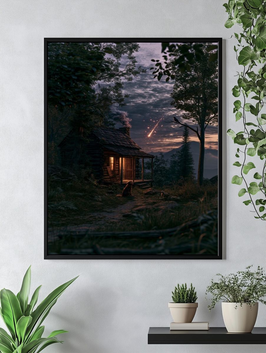 Meteor Cabin Forest Print. — room view 4