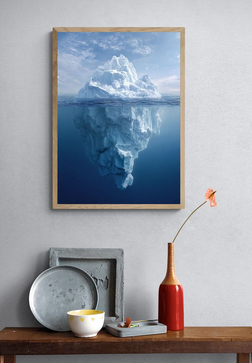 Majestic Iceberg Reflection — Nature Print. — room view 3