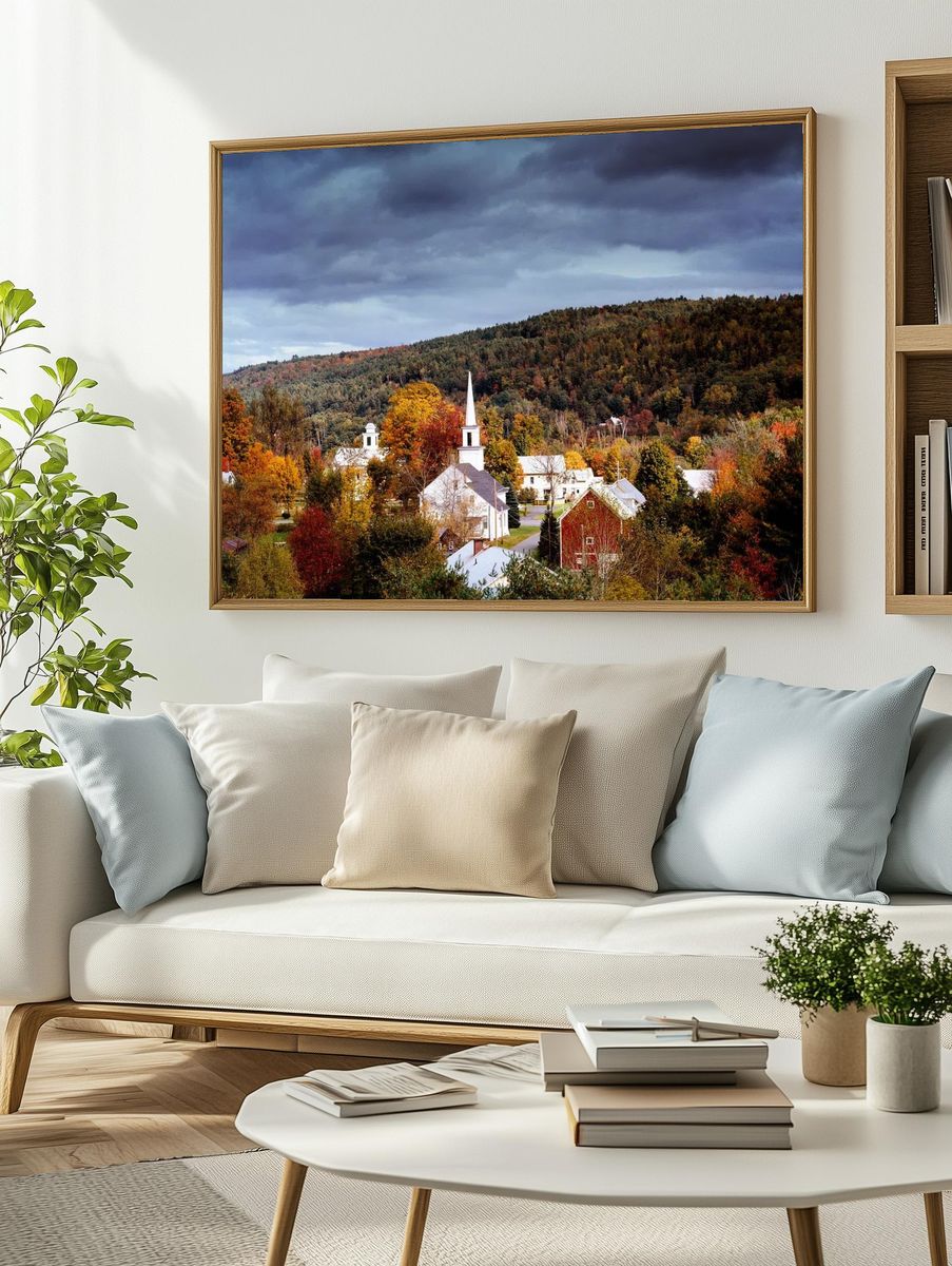 Autumn Village Landscape Poster. — room view 2