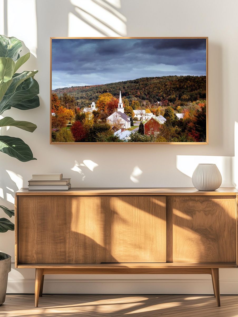 Autumn Village Landscape Poster. — room view 3