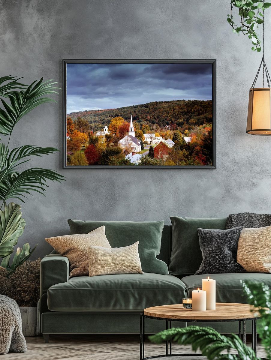 Autumn Village Landscape Poster. — room view 4
