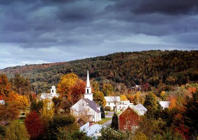 Autumn Village Landscape Poster
