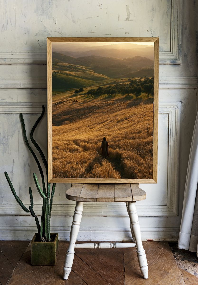 Golden Hills Landscape Poster. room preview