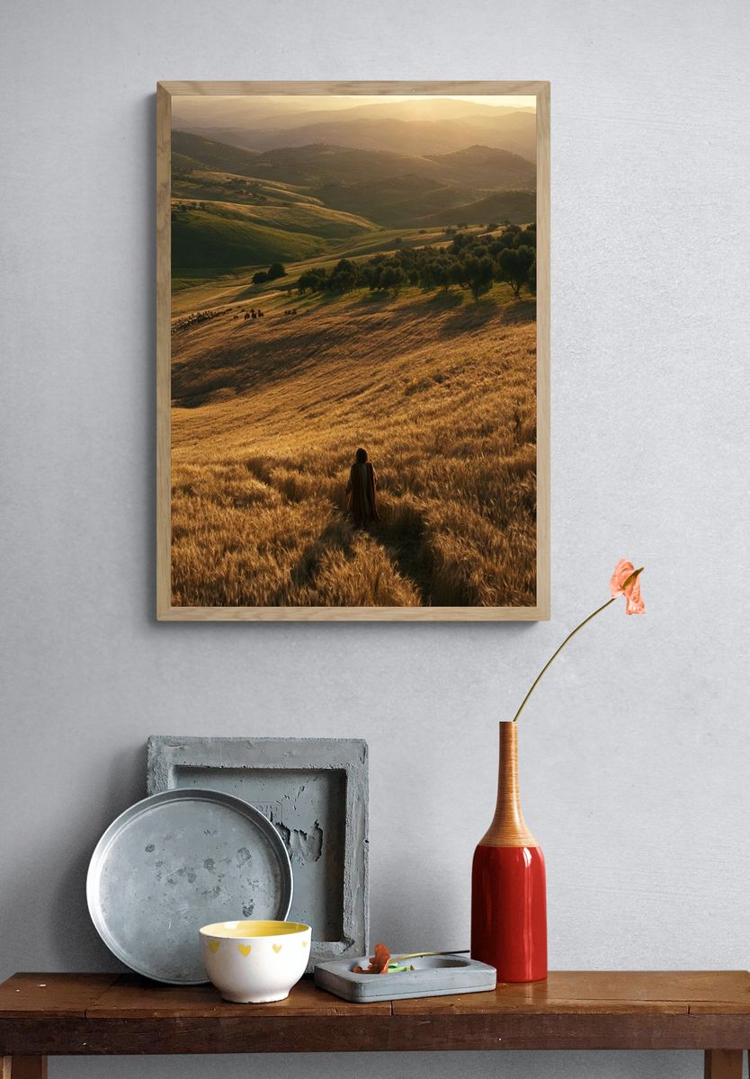 Golden Hills Landscape Poster. — room view 3