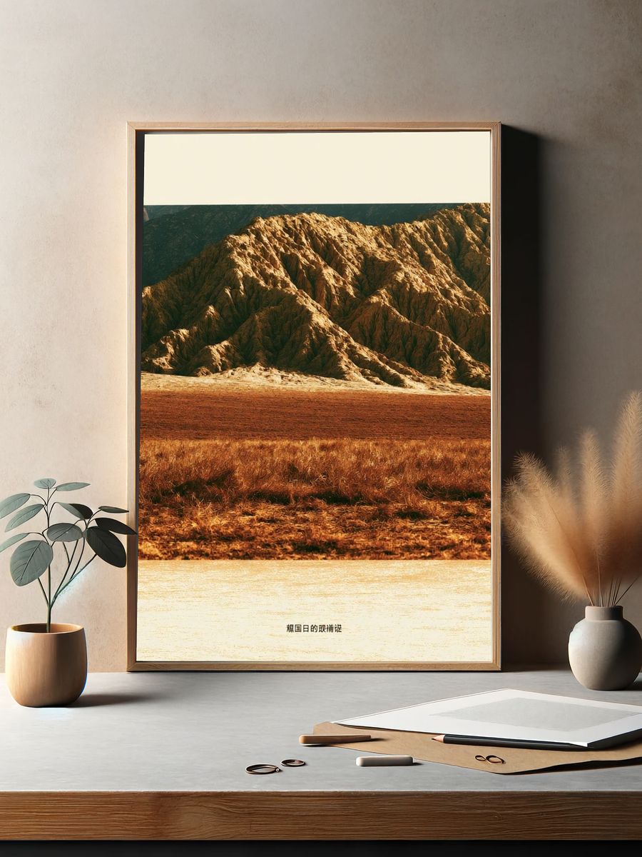 Desert Mountain Landscape Print. — room view 2