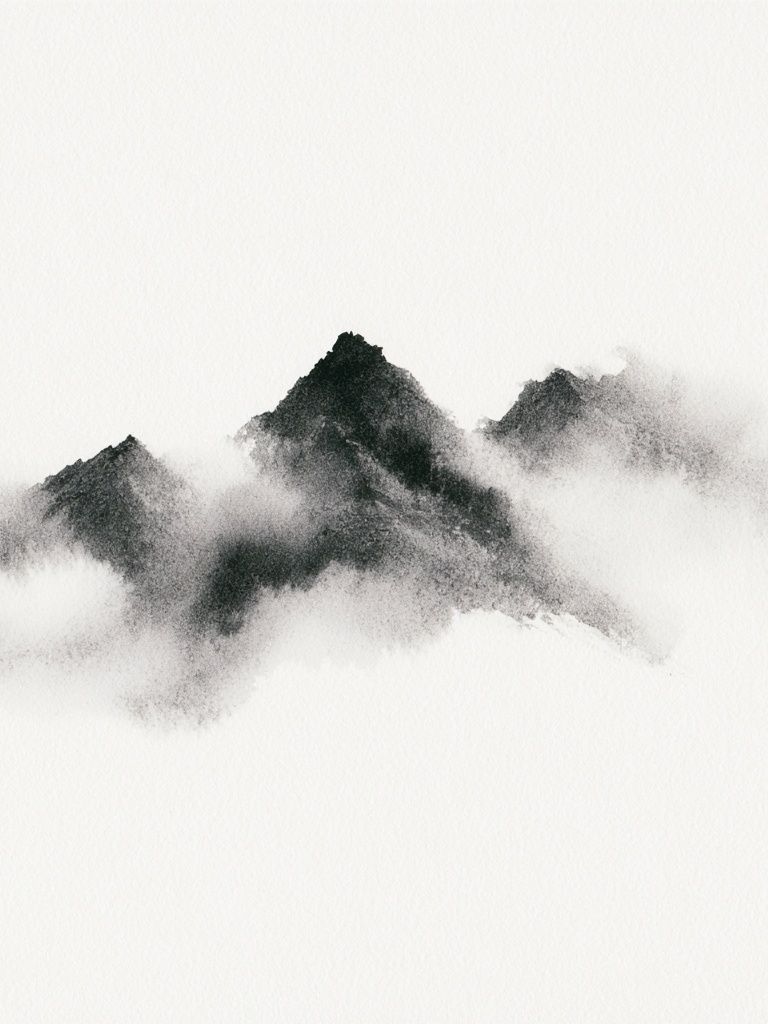 Ink Mountain Mist Print. poster — nature art