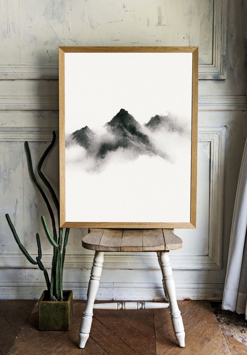 Ink Mountain Mist Print. room preview
