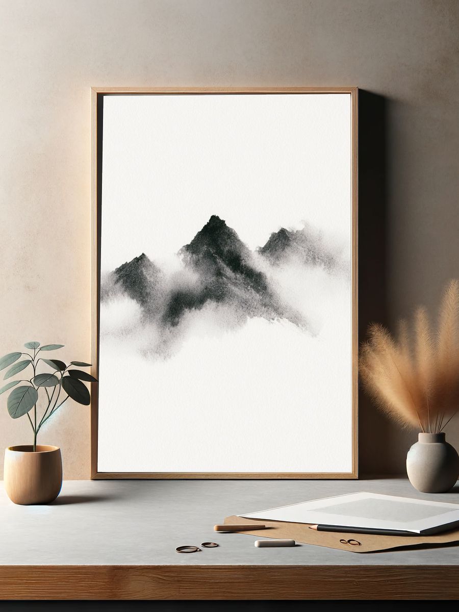 Ink Mountain Mist Print. — room view 2