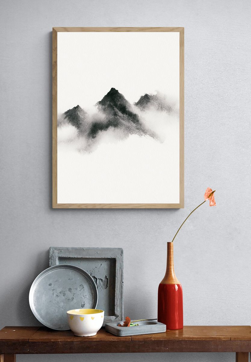 Ink Mountain Mist Print. — room view 3