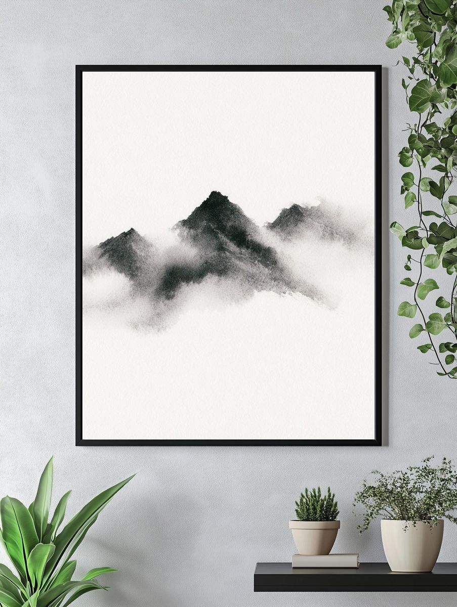 Ink Mountain Mist Print. — room view 4