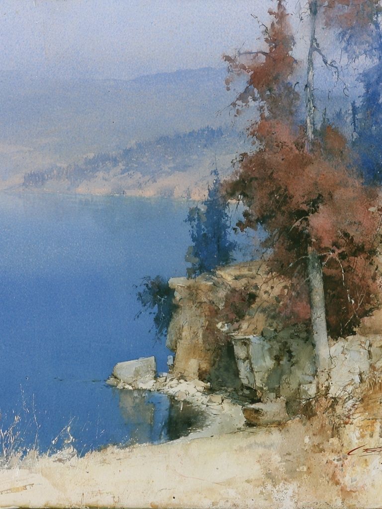 Coastal Cliff Watercolor Poster. poster — nature art