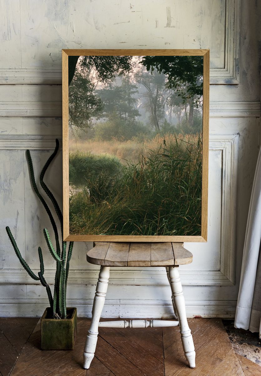 Misty Forest Meadow Poster. room preview