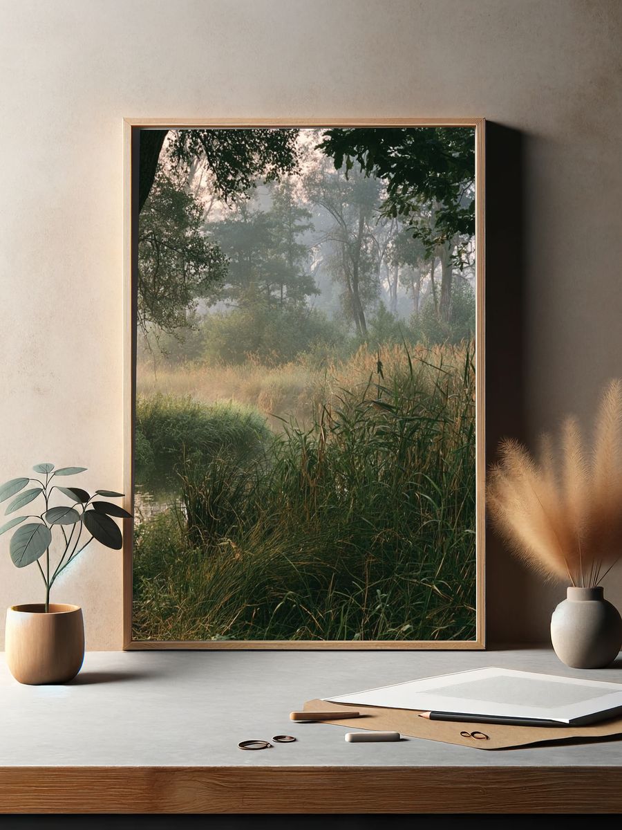 Misty Forest Meadow Poster. — room view 2