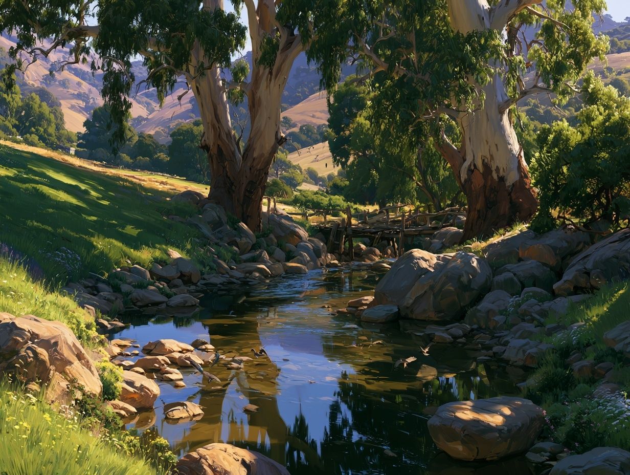 Sunlit Creek Valley Nature Print. poster — nature art