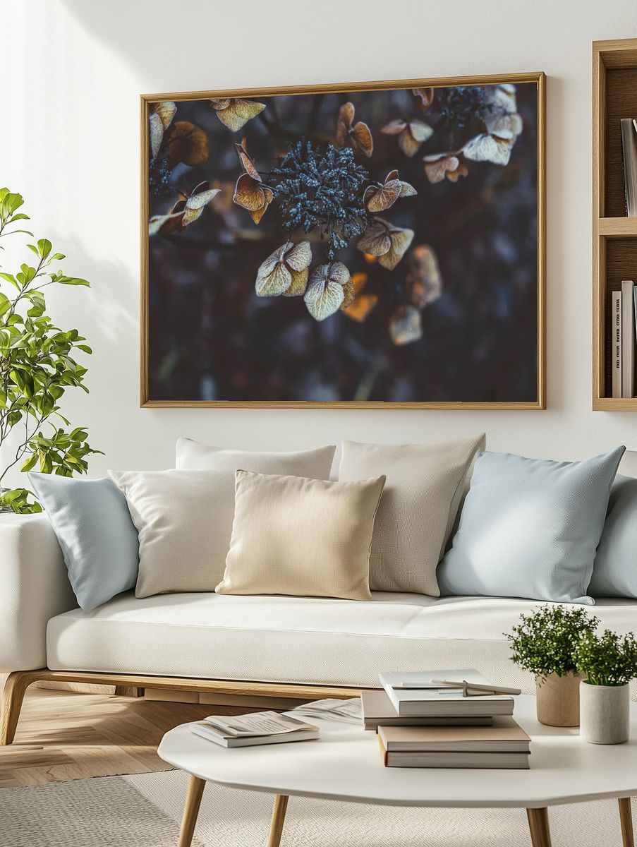 Frosted Hydrangea Leaves — Nature Print. — room view 2