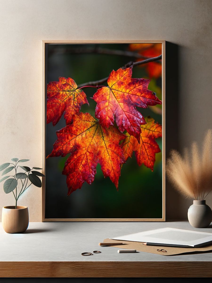 Autumn Maple Leaves Nature Print. — room view 2