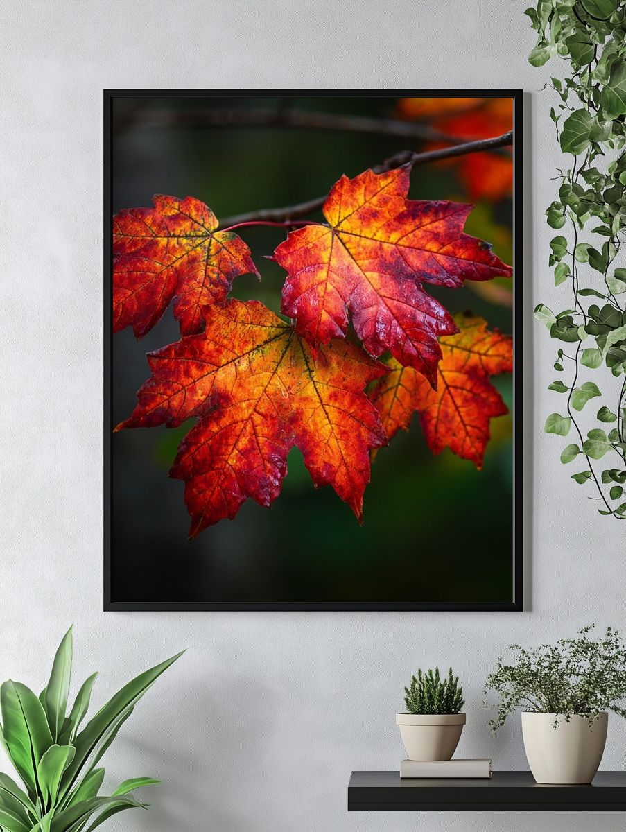 Autumn Maple Leaves Nature Print. — room view 4