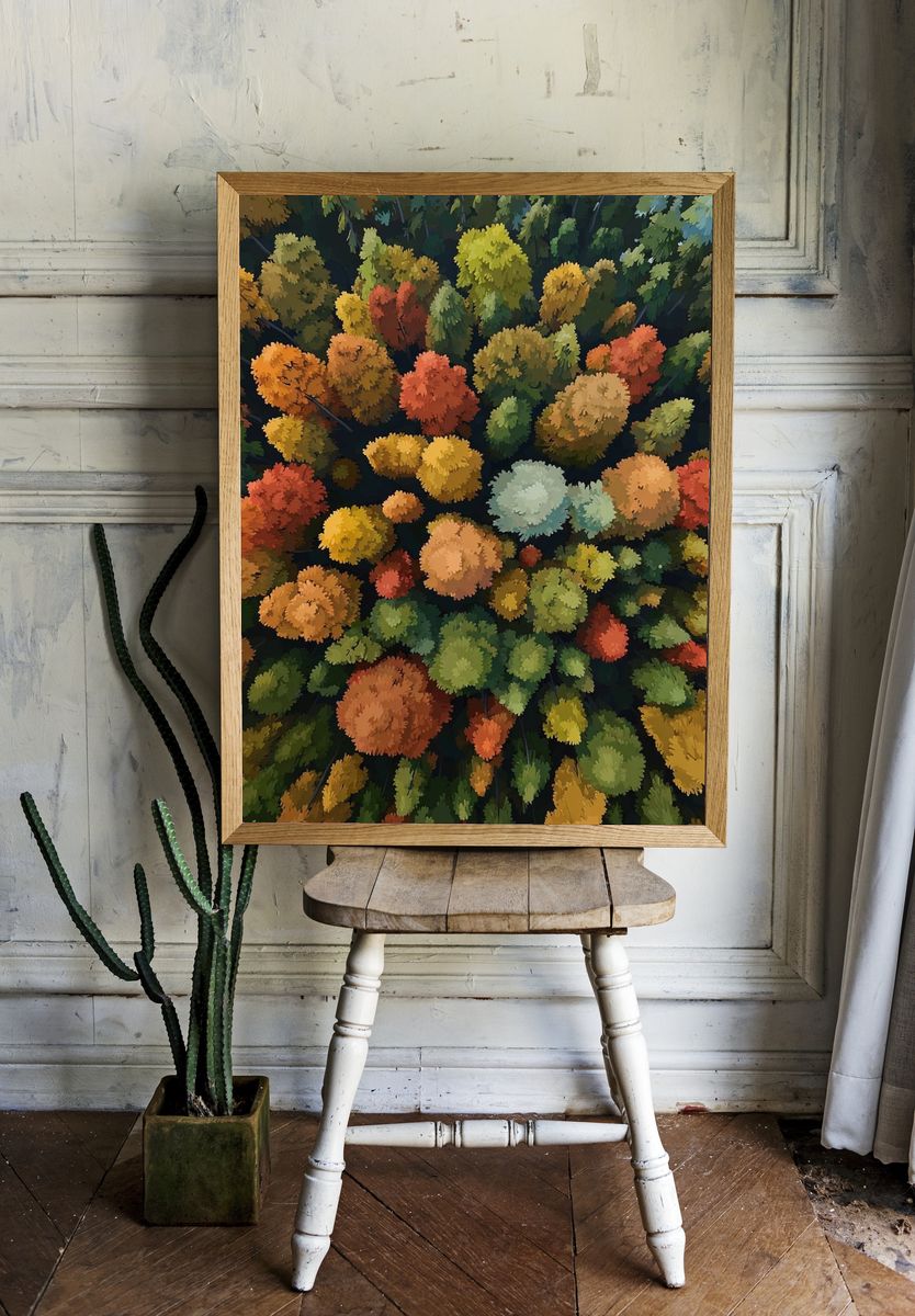 Autumn Forest Canopy Illustration Poster. — room view 1