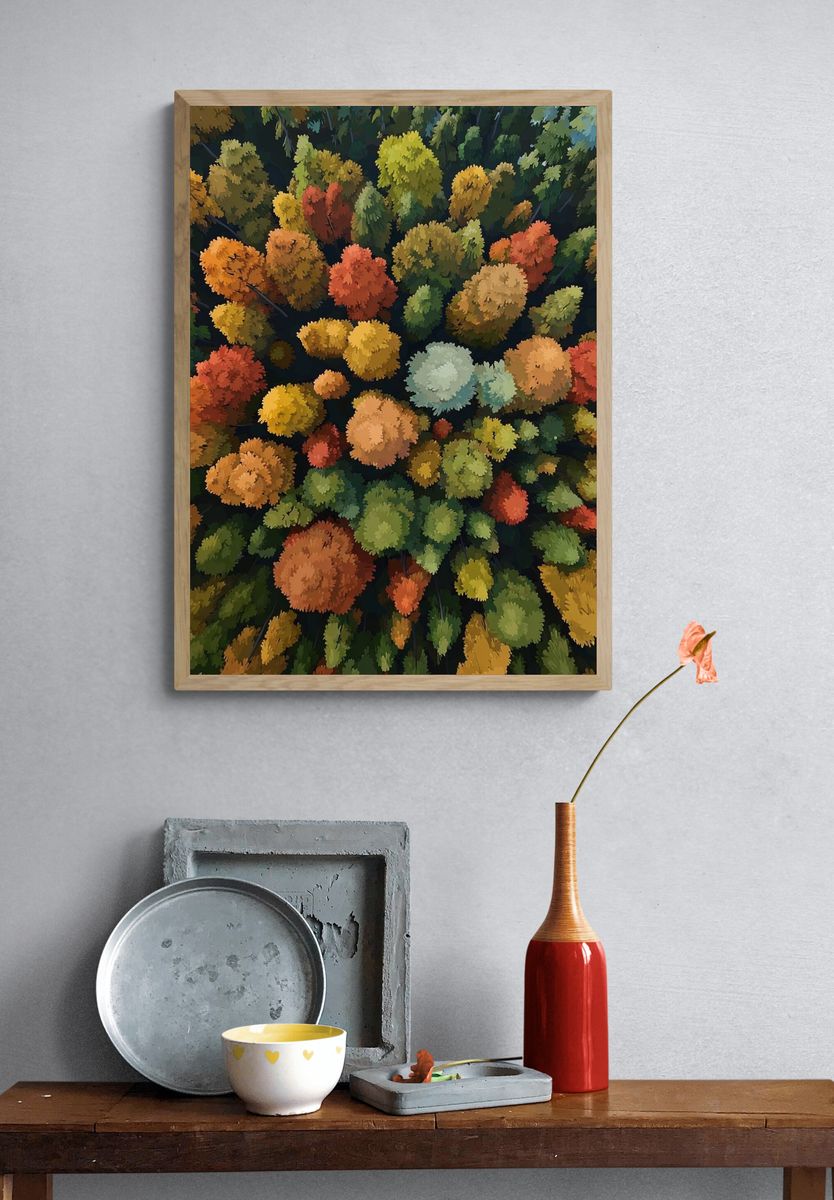 Autumn Forest Canopy Illustration Poster. — room view 3