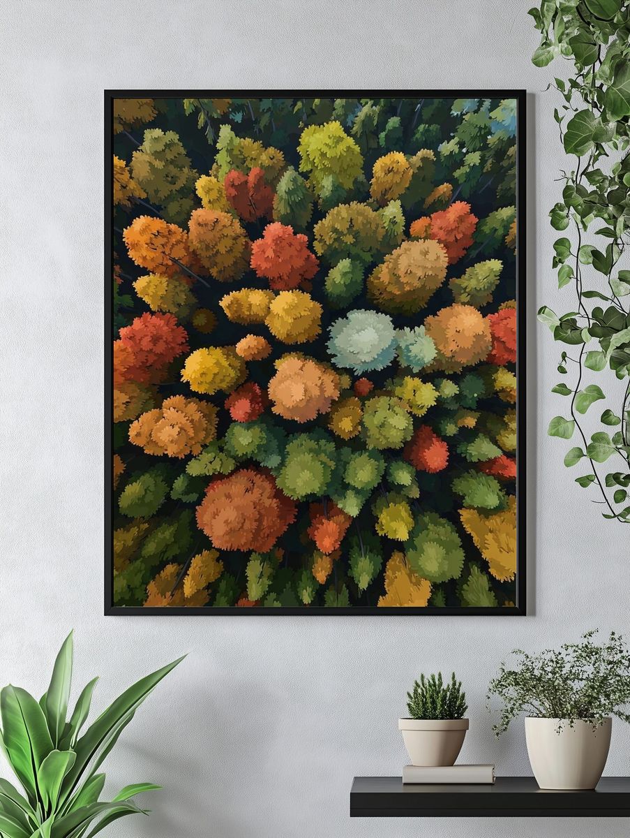 Autumn Forest Canopy Illustration Poster. — room view 4