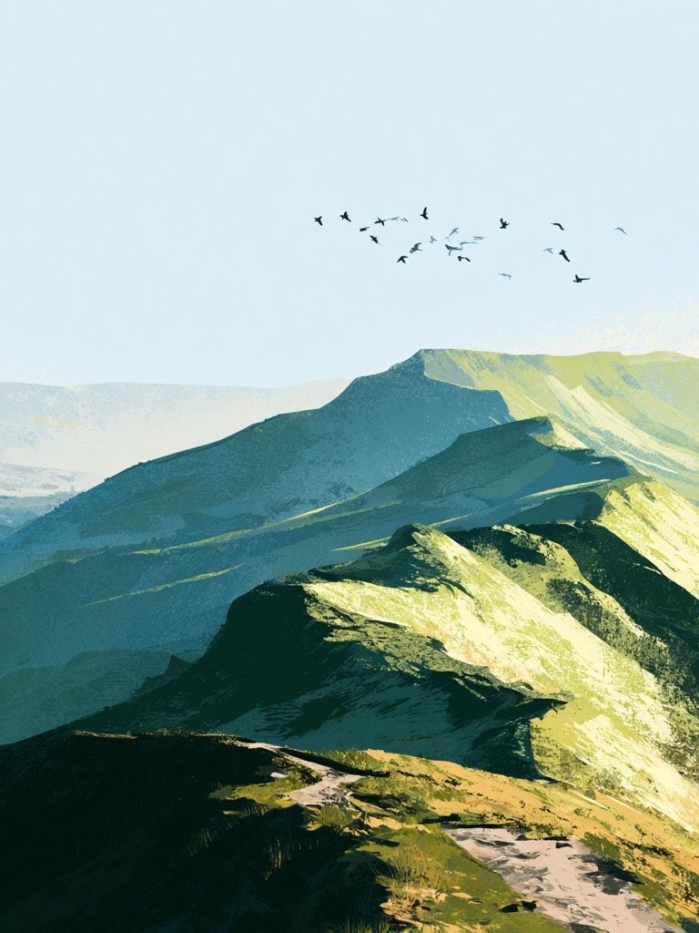 Misty Mountain Ridge Landscape Print. poster — nature art