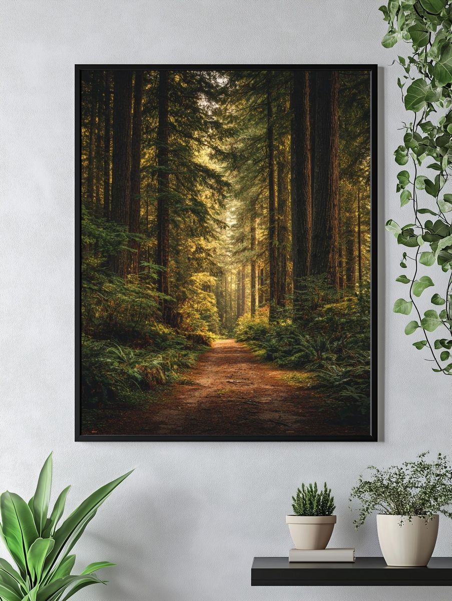 Misty Redwood Forest Poster. — room view 4