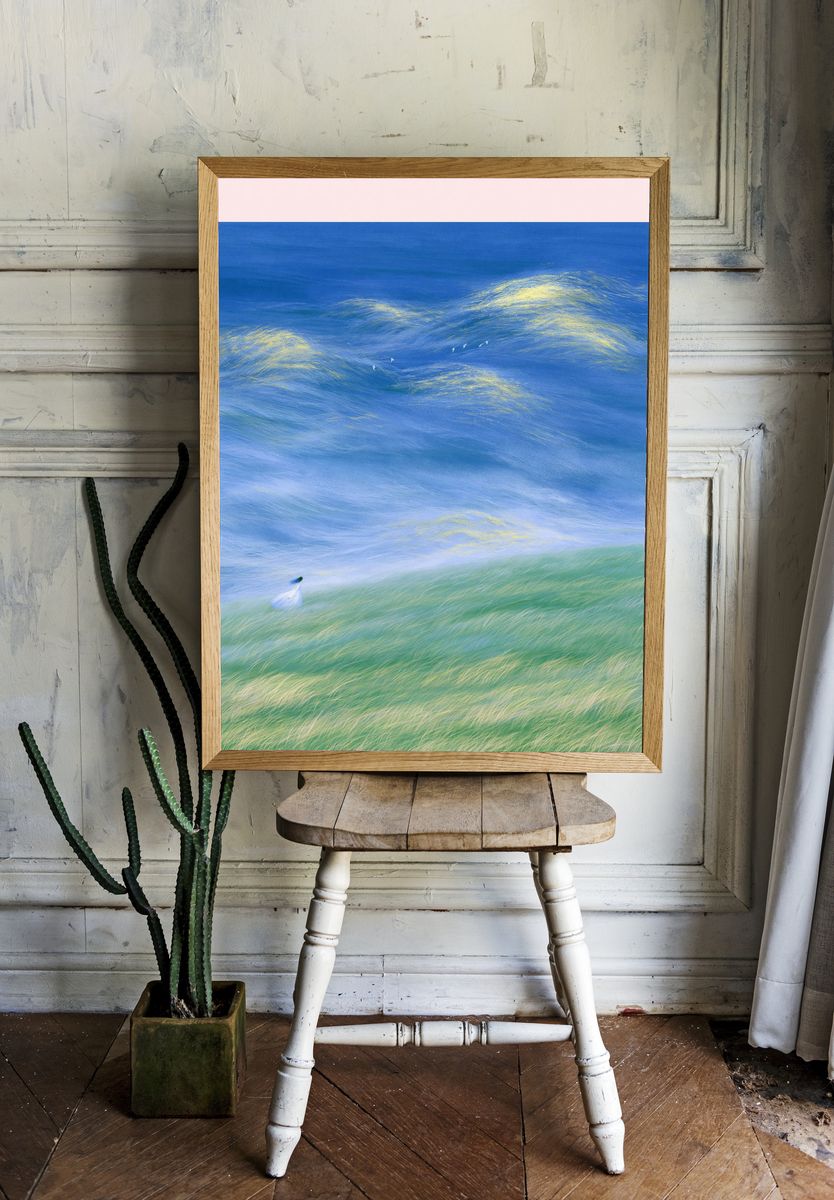 Dreamy Seascape Illustration Poster. room preview