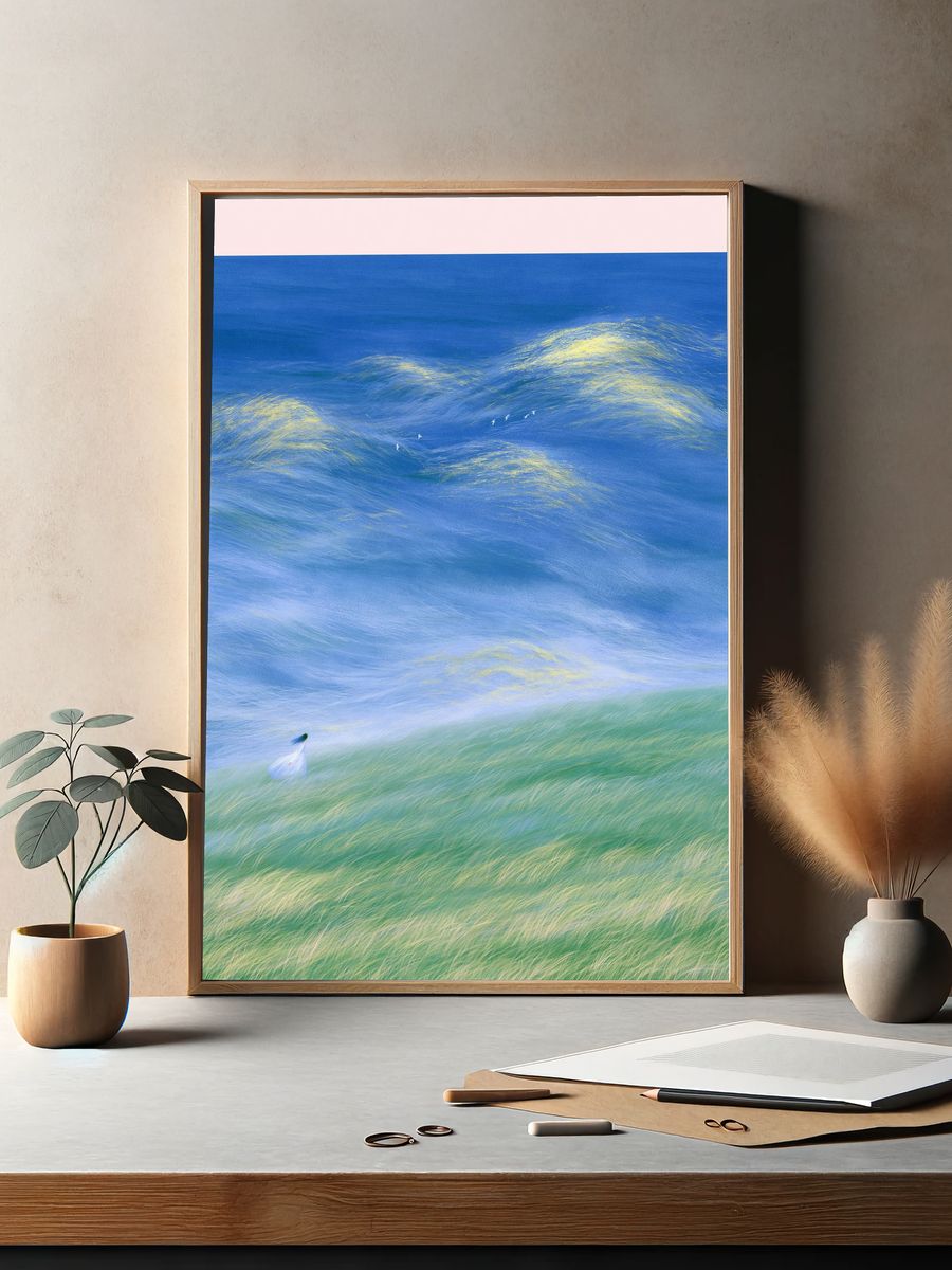 Dreamy Seascape Illustration Poster. — room view 2
