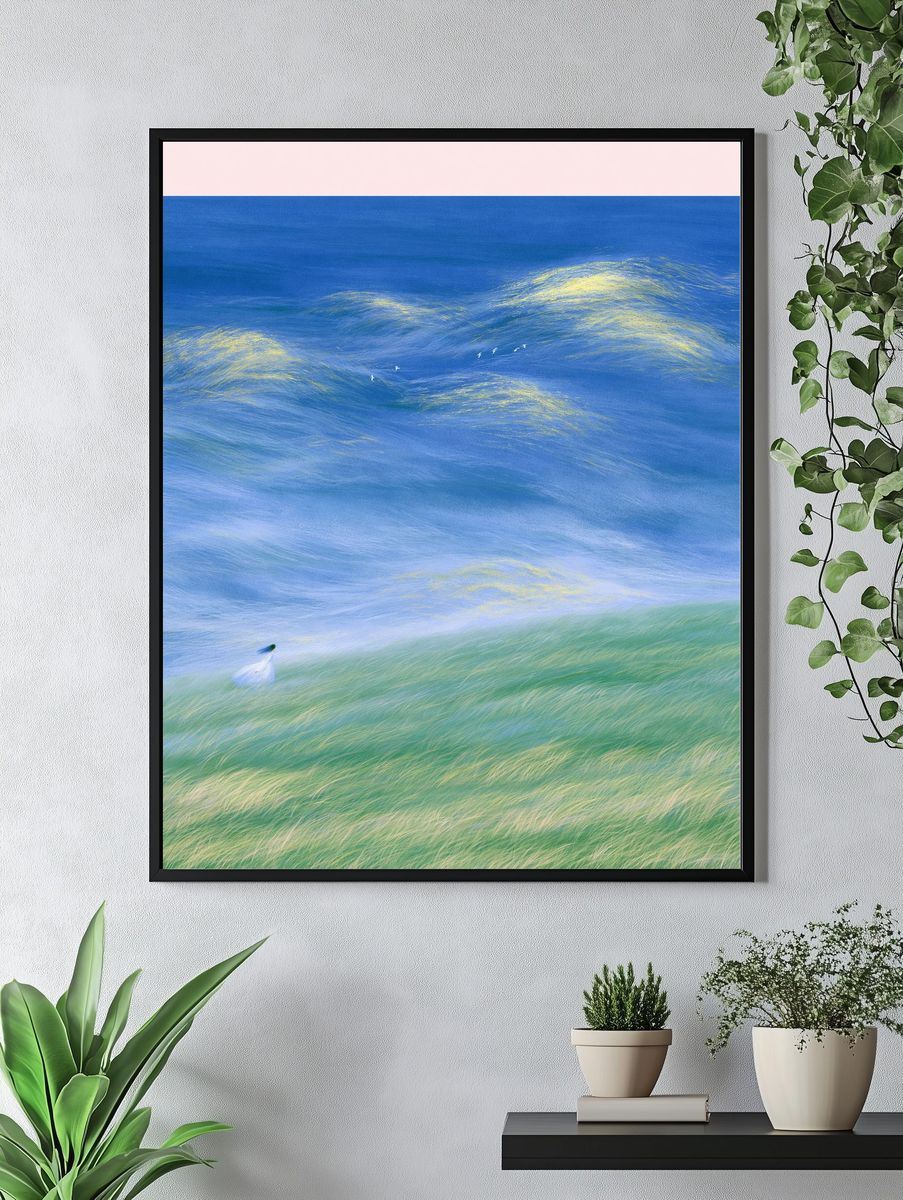 Dreamy Seascape Illustration Poster. — room view 4