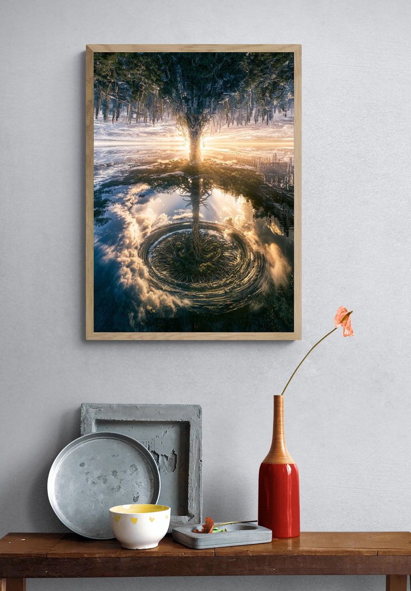 Surreal Tree of Light Print. — room view 3