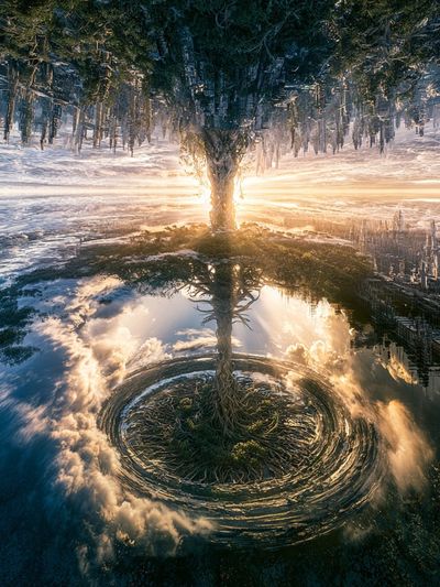 Surreal Tree of Light Print.