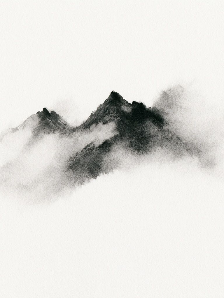 Ink Mountain Mist Print. poster — nature art
