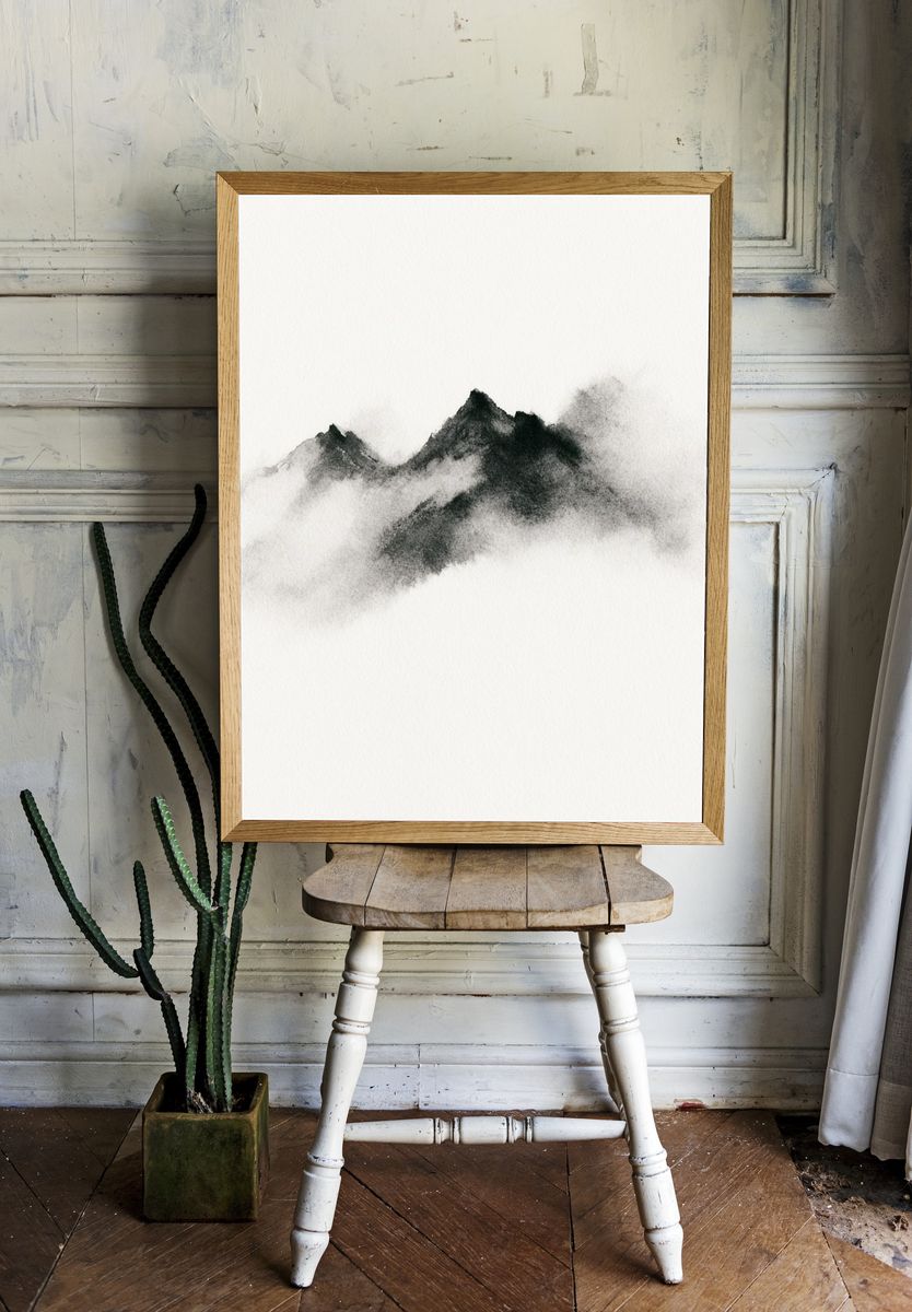 Ink Mountain Mist Print. room preview